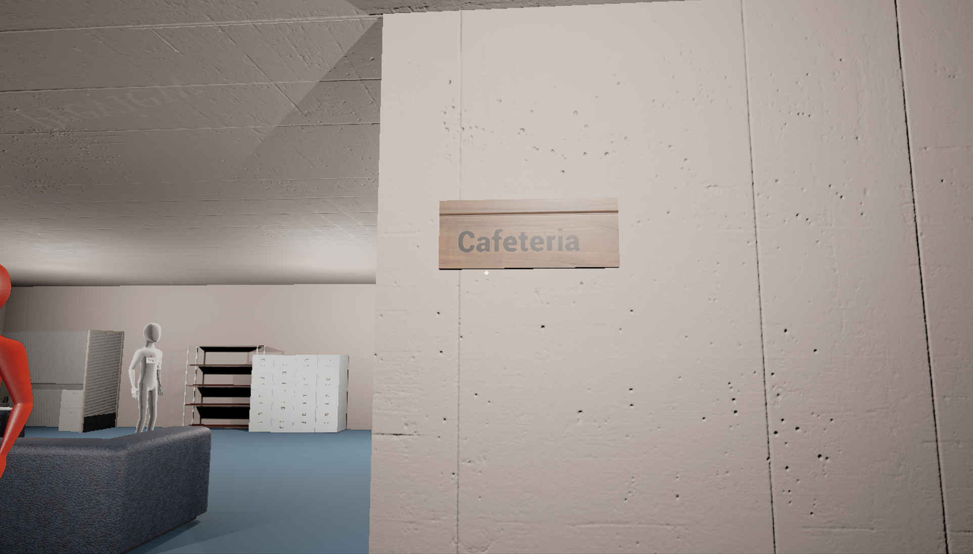 A sign for our game's cafeteria. This sign has plenty of empty space above the actual text.
