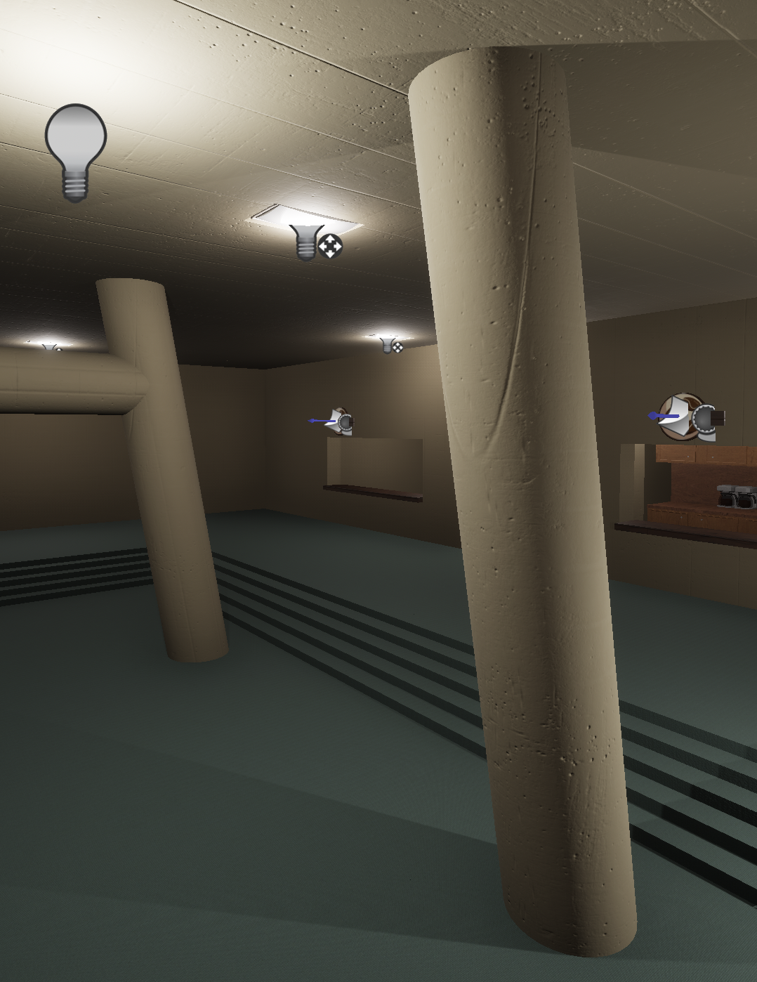 a pillar leaning forward slightly, with a seam line which stays straight up despite the slanted pillar, resulting in a parabola shaped seam on the pillar.