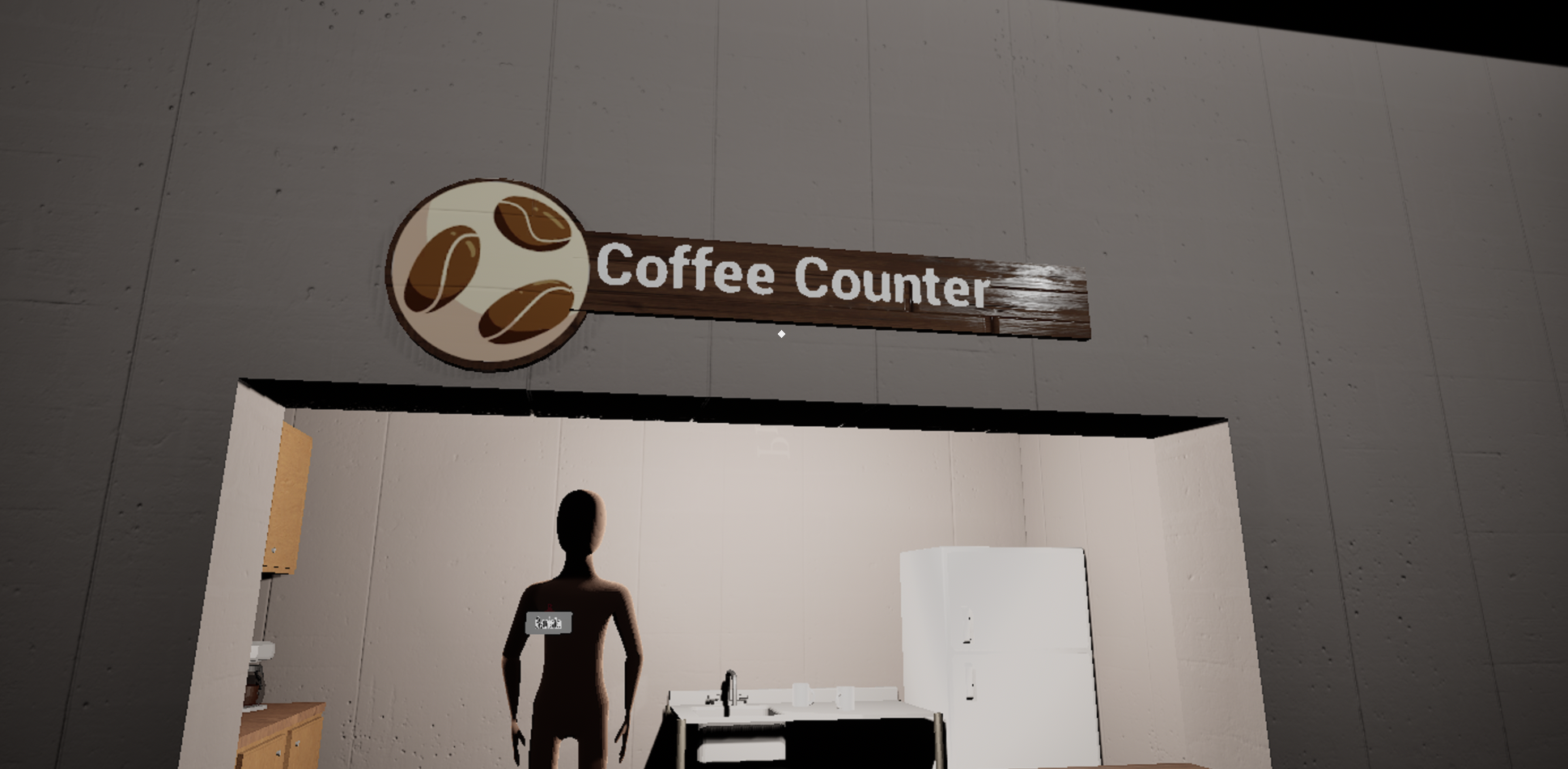 The sign for our game's coffee counter. Just barely big enough to stop the text from hanging off the top of the sign.